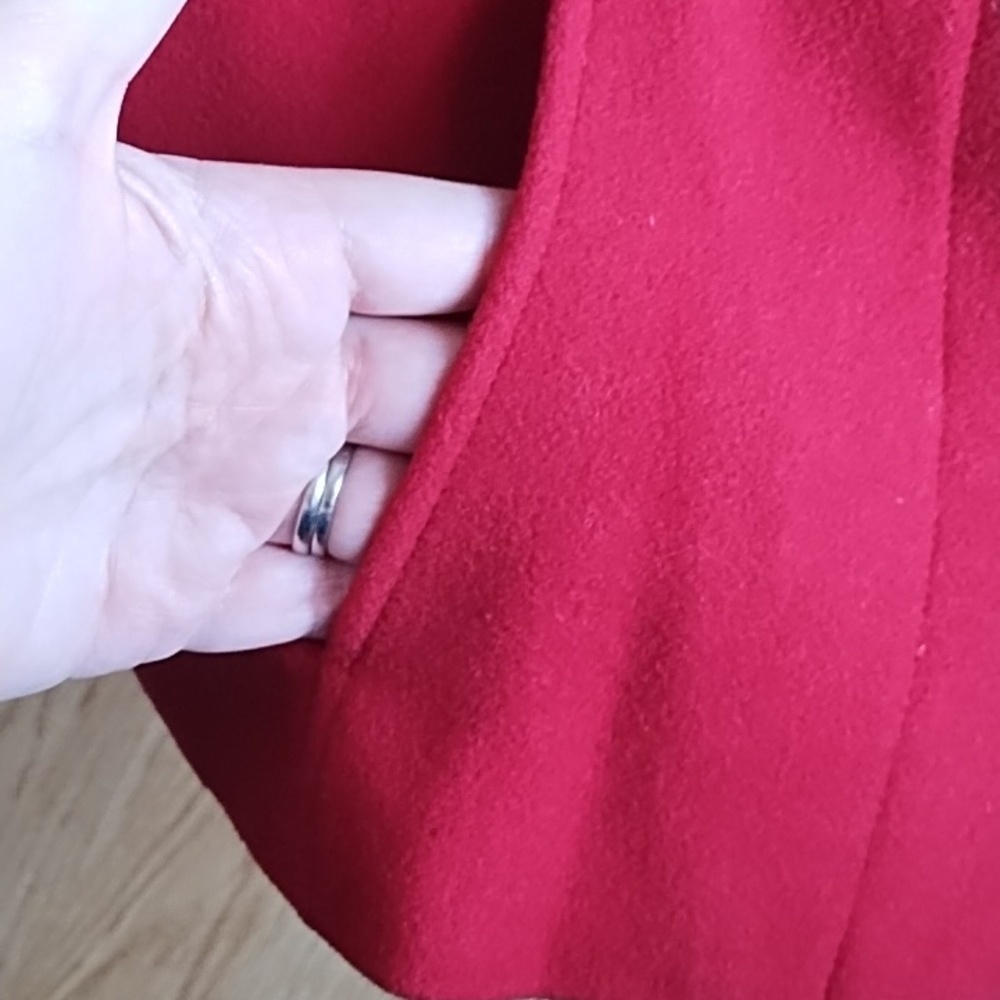 Bright Red Button-Front Wool Coat - Picture 3 of 7